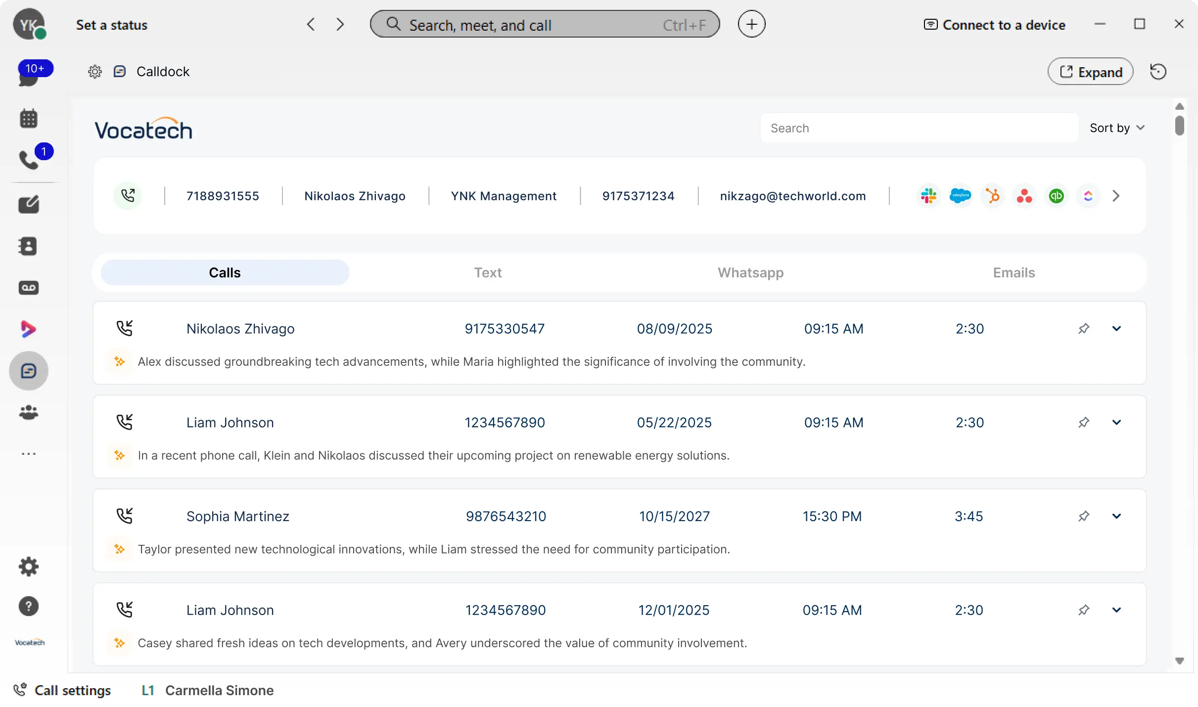 Integration demo screenshot